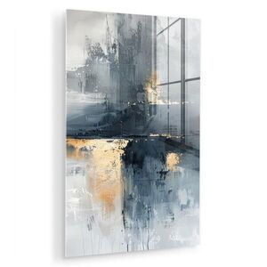 MuchoWow OBRAZ NA AKRYLOVÉM SKLE Umění - šedá - zlatá - abstraktní 60x90 cm obraz
