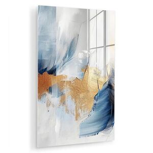 MuchoWow OBRAZ NA AKRYLOVÉM SKLE Zlatá - modrá - akvarel - umění - moderní 40x60 cm obraz