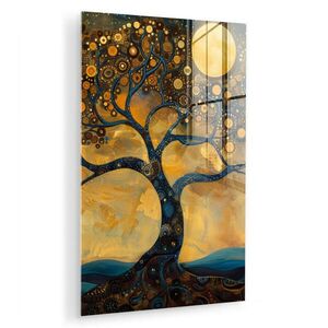 MuchoWow OBRAZ NA AKRYLOVÉM SKLE Strom - Měsíc - Květiny - Zlato - Umění 60x90 cm obraz