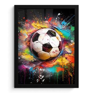 MuchoWow PLAKÁT V RÁMU Fotbal - barva - barvy - černá - bílá 30x40 cm obraz