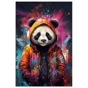 MuchoWow PLAKÁT Panda - Bunda - Graffiti - Oranžová 20x30 cm obraz