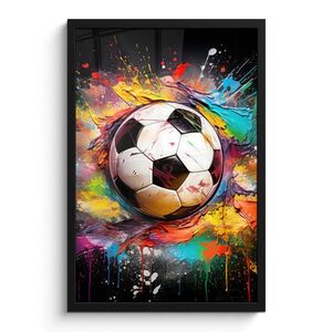 MuchoWow PLAKÁT V RÁMU Fotbal - barva - barvy - černá - bílá 40x60 cm obraz
