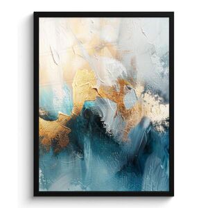 MuchoWow PLAKÁT V RÁMU Abstraktní - umění - zlatá - modrá 60x80 cm obraz