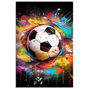 MuchoWow PLAKÁT Fotbal - barva - barvy - černá - bílá 20x30 cm obraz