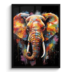MuchoWow PLAKÁT V RÁMU Slon - Graffiti - Černá - Zvířata - Barvy 60x80 cm obraz