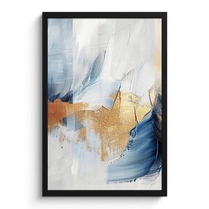 MuchoWow PLAKÁT V RÁMU Zlatá - modrá - akvarel - umění - moderní 40x60 cm obraz