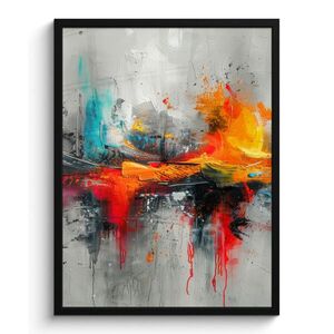 MuchoWow PLAKÁT V RÁMU Moderní umění - Oranžová - Šedá - Abstraktní 60x80 cm obraz