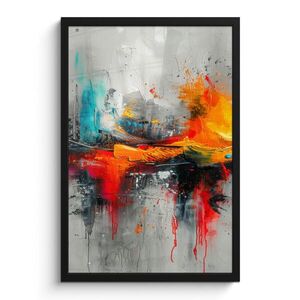 MuchoWow PLAKÁT V RÁMU Moderní umění - Oranžová - Šedá - Abstraktní 40x60 cm obraz