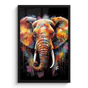 MuchoWow PLAKÁT V RÁMU Slon - Graffiti - Černá - Zvířata - Barvy 40x60 cm obraz