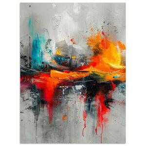 MuchoWow PLAKÁT Moderní umění - Oranžová - Šedá - Abstraktní 60x80 cm obraz