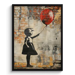 MuchoWow PLAKÁT V RÁMU Graffiti - Banksy - Dívka - Street art 60x80 cm obraz