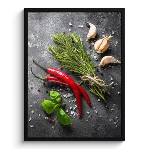 MuchoWow PLAKÁT V RÁMU Pepř - Bylinky - Koření - Beton 60x80 cm obraz