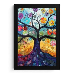 MuchoWow PLAKÁT V RÁMU Umění - Strom života - Květiny - Hippie 20x30 cm obraz