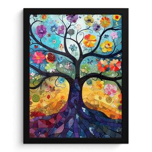 MuchoWow PLAKÁT V RÁMU Umění - Strom života - Květiny - Hippie 30x40 cm obraz