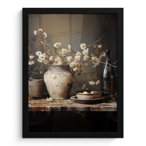 MuchoWow PLAKÁT V RÁMU Zátiší - Květiny - Kytice - Váza - Víno 30x40 cm obraz