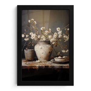 MuchoWow PLAKÁT V RÁMU Zátiší - Květiny - Kytice - Váza - Víno 20x30 cm obraz