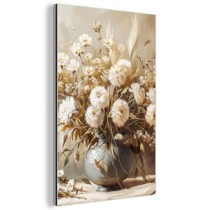 MuchoWow KOVOVÝ OBRAZ Květiny - Váza - Zátiší - Béžová 40x60 cm obraz