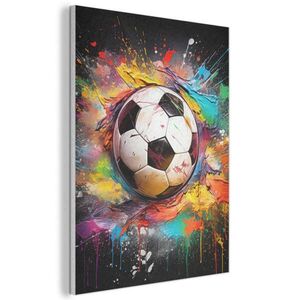 MuchoWow AKUSTICKÝ obraz Fotbal - barva - barvy - černá - bílá 60x80 cm obraz