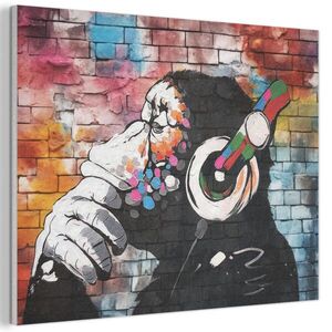MuchoWow AKUSTICKÝ obraz Opice - Graffiti - Hudba 80x60 cm obraz