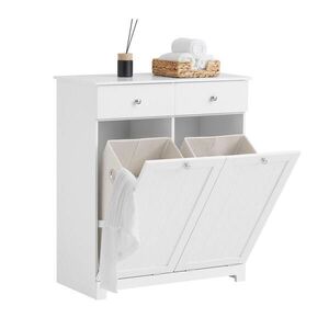 SoBuy KOUPELNOVÁ skříňka se dvěma zásuvkami a košem na prádlo Bílá 78x38x90cm Nordický obraz