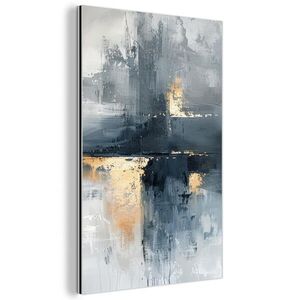 MuchoWow KOVOVÝ OBRAZ Umění - šedá - zlatá - abstraktní 60x90 cm obraz