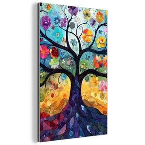 MuchoWow KOVOVÝ OBRAZ Umění - Strom života - Květiny - Hippie 40x60 cm obraz