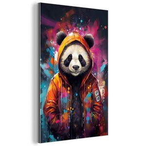MuchoWow KOVOVÝ OBRAZ Panda - Bunda - Graffiti - Oranžová 60x90 cm obraz