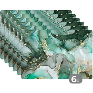 MuchoWow SADA 6 KS PROSTÍRÁNÍ Zlatá - Mramor - Zelená - Luxusní - Mramorový vzhled - Šedá 45x30 cm obraz