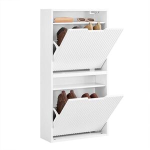 SoBuy BOTNÍK se dvěma dveřmi Bílá 50x19x100cm Minimalistický obraz