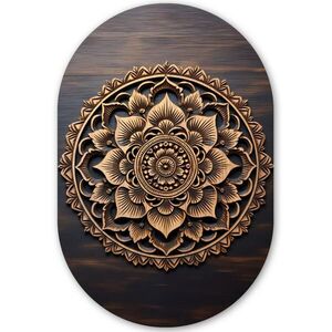 MuchoWow NÁSTĚNNÝ OBRAZ Mandala - dřevo - květiny - hnědá 60x90 cm obraz