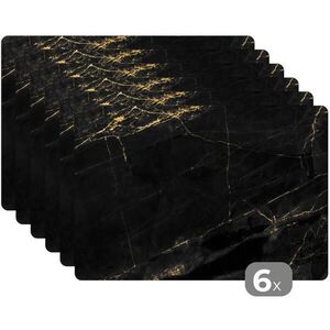 MuchoWow SADA 6 KS PROSTÍRÁNÍ Mramorový vzhled - Luxury - Black - Gold 45x30 cm obraz