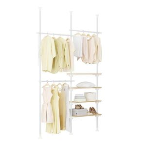 SoBuy STOJACÍ VĚŠÁK se 4 policemi Bílá 151x54x214cm Minimalistický obraz