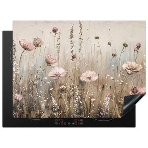 MuchoWow KRYT NA INDUKČNÍ DESKU Květiny - Béžová - Suché květiny 70x52 cm obraz