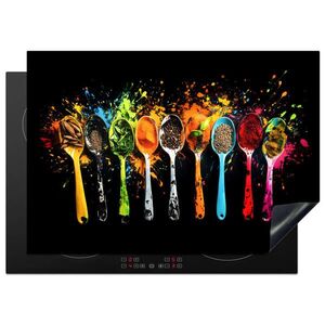 MuchoWow KRYT NA INDUKČNÍ DESKU Lžičky - koření - moderní - graffiti - barva - barevné 75x52 cm obraz