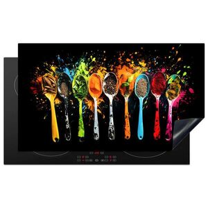 MuchoWow KRYT NA INDUKČNÍ DESKU Lžičky - koření - moderní - graffiti - barva - barevné 91.2x52 cm obraz