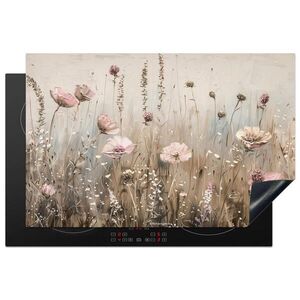 MuchoWow KRYT NA INDUKČNÍ DESKU Květiny - Béžová - Suché květiny 81.6x52.7 cm obraz