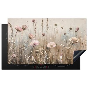 MuchoWow KRYT NA INDUKČNÍ DESKU Květiny - Béžová - Suché květiny 90x52 cm obraz