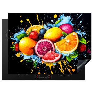 MuchoWow KRYT NA INDUKČNÍ DESKU Ovoce - graffiti - barevné - pomeranč - jahoda - abstraktní 71x52 cm obraz