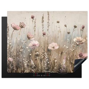 MuchoWow KRYT NA INDUKČNÍ DESKU Květiny - Béžová - Suché květiny 77x59 cm obraz