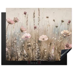 MuchoWow KRYT NA INDUKČNÍ DESKU Květiny - Béžová - Suché květiny 65x52 cm obraz