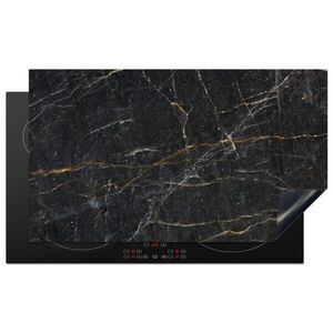 MuchoWow KRYT NA INDUKČNÍ DESKU Mramor - Černá - Zlatá - Šedá - Mramorová struktura 91.6x52.7 cm obraz