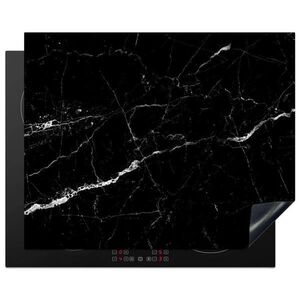 MuchoWow KRYT NA INDUKČNÍ DESKU Mramorový vzhled - Černá - Luxusní 65x52 cm obraz