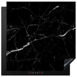 MuchoWow KRYT NA INDUKČNÍ DESKU Mramorový vzhled - Černá - Luxusní 78x78 cm obraz