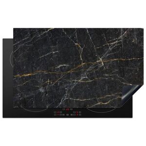 MuchoWow KRYT NA INDUKČNÍ DESKU Mramor - Černá - Zlatá - Šedá - Mramorová struktura 83x51 cm obraz