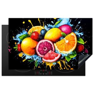 MuchoWow KRYT NA INDUKČNÍ DESKU Ovoce - graffiti - barevné - pomeranč - jahoda - abstraktní 83x51 cm obraz