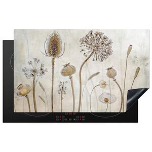 MuchoWow KRYT NA INDUKČNÍ DESKU Květiny - Akvarel - Zátiší - Hnědá - Vintage 85x52 cm obraz