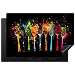 MuchoWow KRYT NA INDUKČNÍ DESKU Lžičky - koření - moderní - graffiti - barva - barevné 80x52 cm obraz