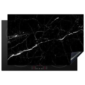 MuchoWow KRYT NA INDUKČNÍ DESKU Mramorový vzhled - Černá - Luxusní 78x52 cm obraz