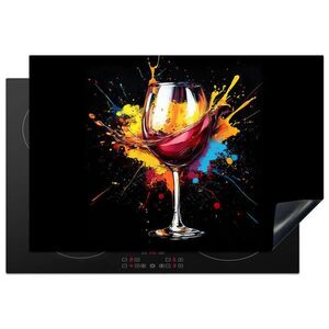 MuchoWow KRYT NA INDUKČNÍ DESKU Víno - sklo - graffiti - nápoj - červená - barva 78x52 cm obraz