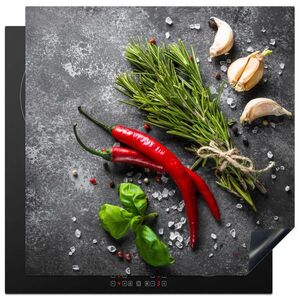 MuchoWow KRYT NA INDUKČNÍ DESKU Pepř - Bylinky - Koření - Beton 78x78 cm obraz